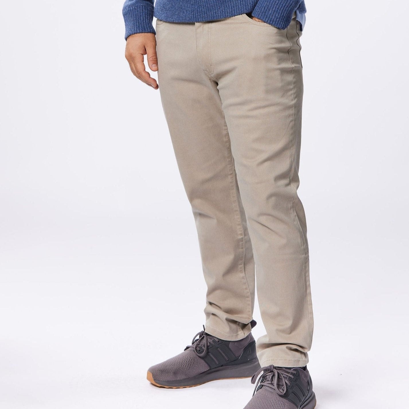 Nicholas James 5 pocket pant in Khaki color designed for men under 5"9"