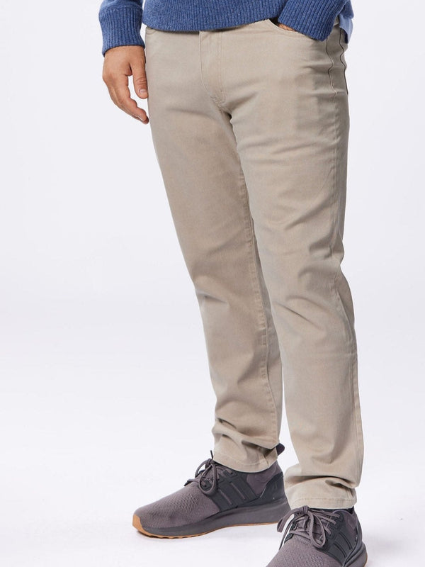 Nicholas James 5 pocket pant in Khaki color designed for men under 5"9"