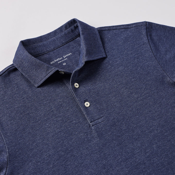 Nicholas James Dark Sapphire Heathered Tech Polo