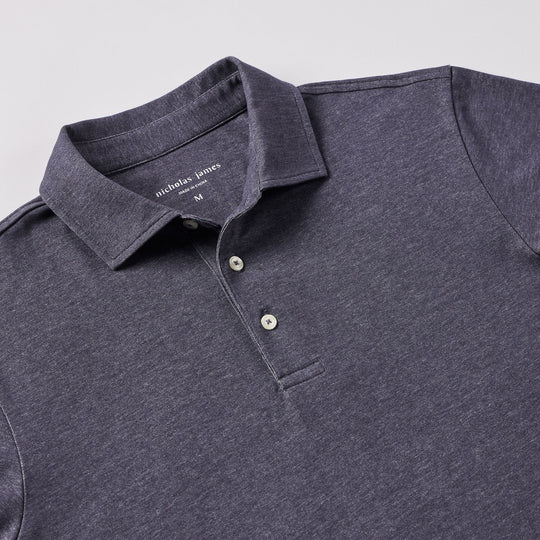 Nicholas James Grey Heathered Tech Polo