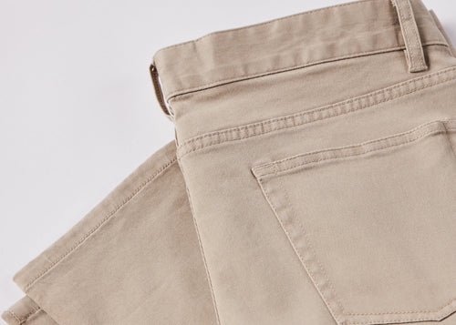 Nicholas James 5 pocket pant in Khaki color designed for men under 5"9"